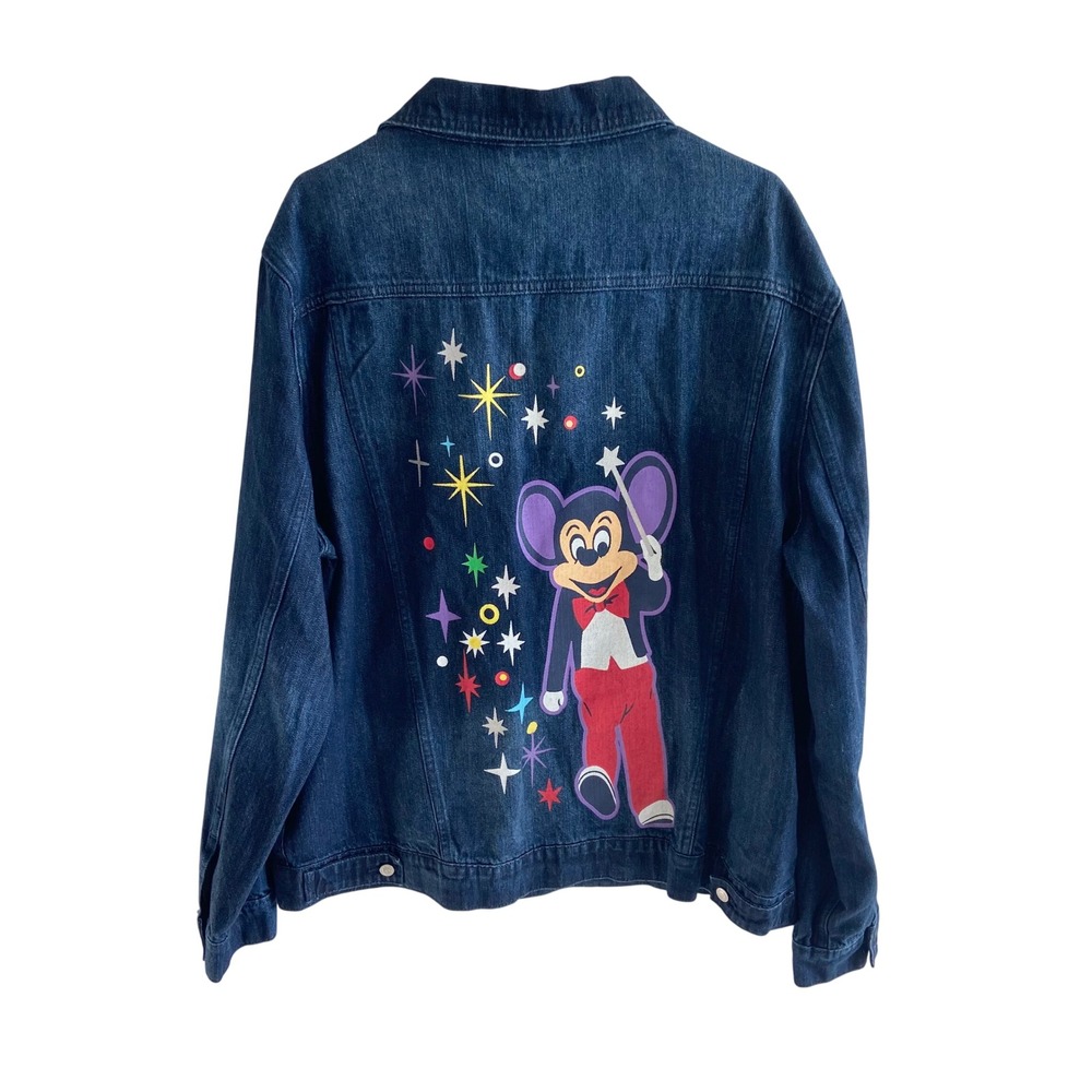 Disney Main Street Electrical Parade 50th Anniversary Denim Jacket XL Mickey Pin